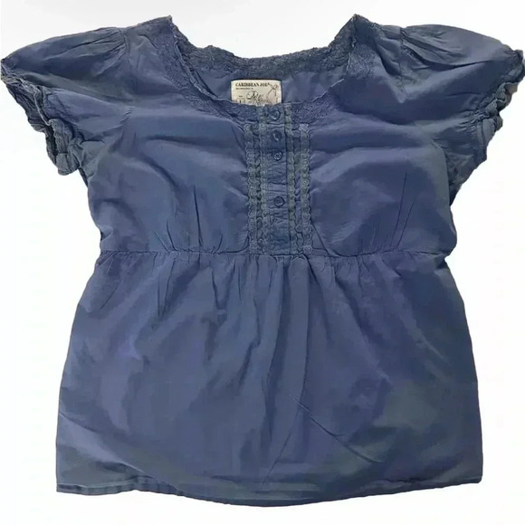 Women’s Caribbean Joe Blue Top Size Large - Picture 1 of 7